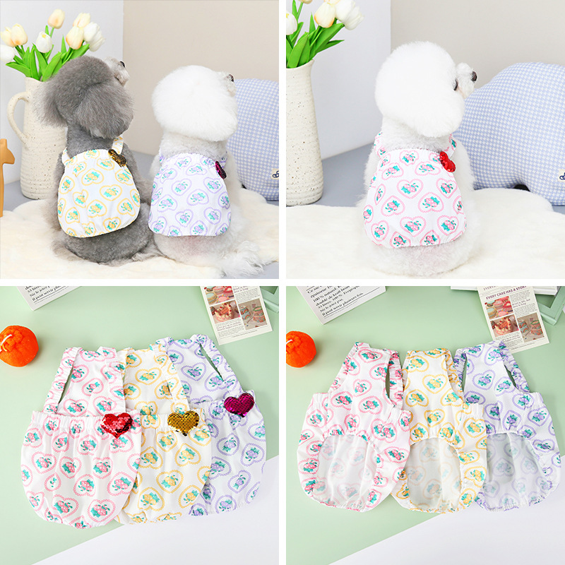 Wholesale pet clothing, dog clothes, small and medium-sized dogs, puppies, princess dresses, spring and summer styles, loose small flower dresses
