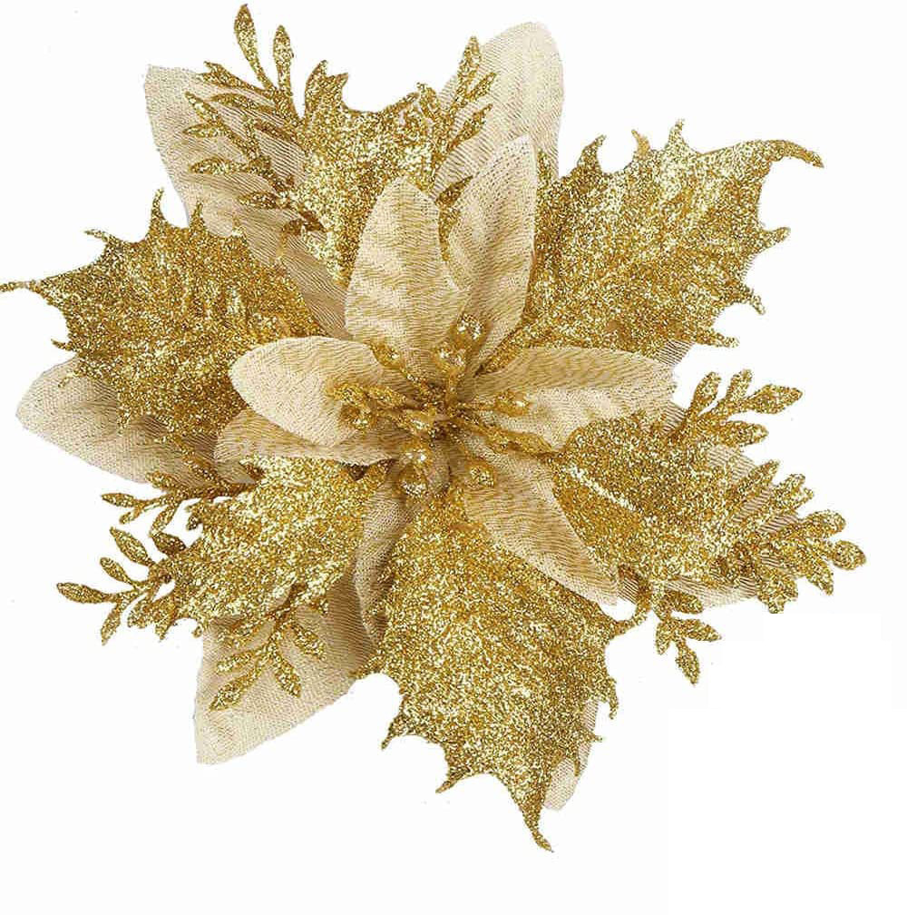 Cross-border Christmas flowers, Christmas decorations, wreaths, Christmas trees, gold powder, plastic clips, wire, Christmas atmosphere Application Scenario
