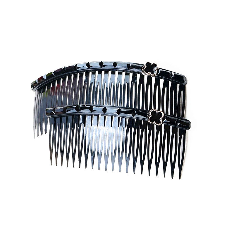 Four-Leaf Clover Black Hair Comb Simple Non-Slip Disc Hair Comb Card Insert Comb Korean Inverted Hair Card Bangs Clip Comb Insert Clip Female Item Picture