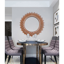 【批发】玫瑰金色树叶轻奢古典客厅餐厅玄关浴室装饰镜子壁挂墙镜