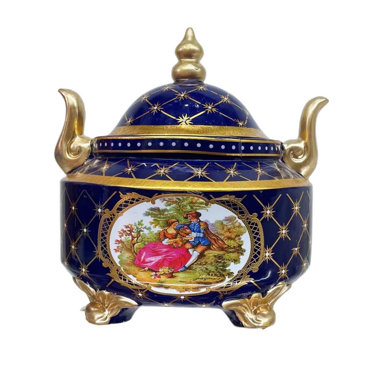 High-end sugar candy, European and American light luxury style seasoning jar, white sugar jar, retro flip lid kitchen seasoning storage and decoration piece details Picture