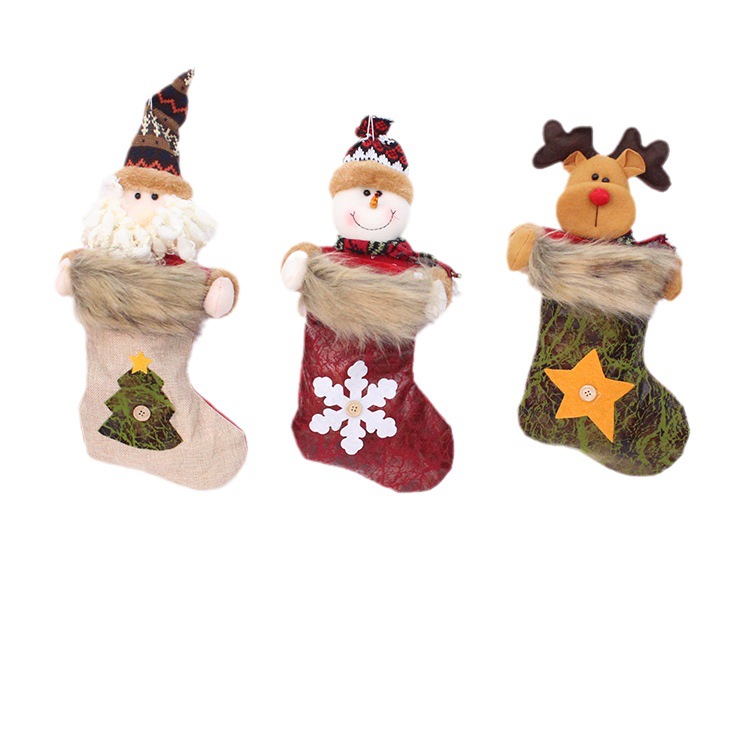 Christmas Decorations Long Fluffy Imitation Leather Christmas Stocking Gift Bag Candy Bag Gift Bag Christmas Tree Pendant Item Picture