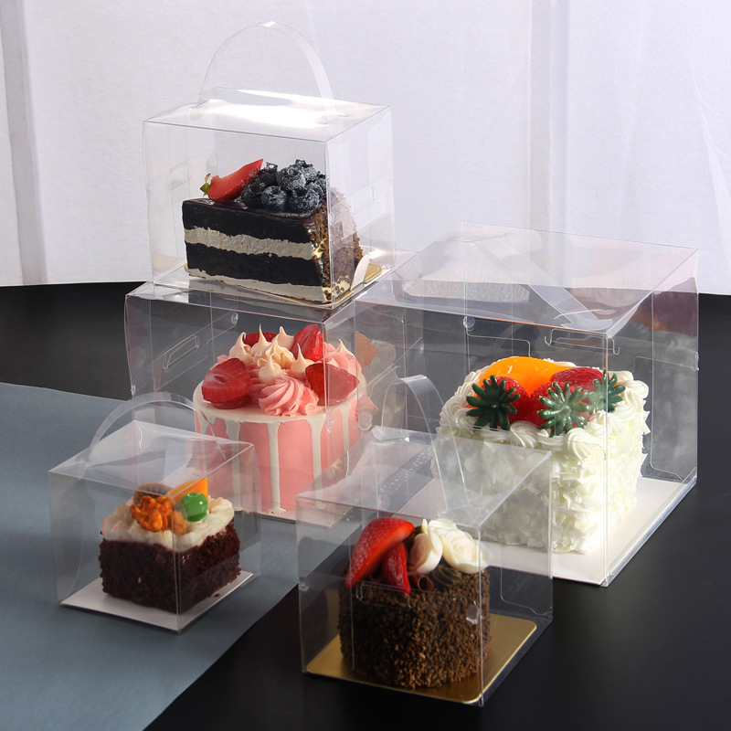 Four-inch cake box, portable transparent disposable small cake box, cut into pieces, mille-feuille cake, baking plastic small pastry box