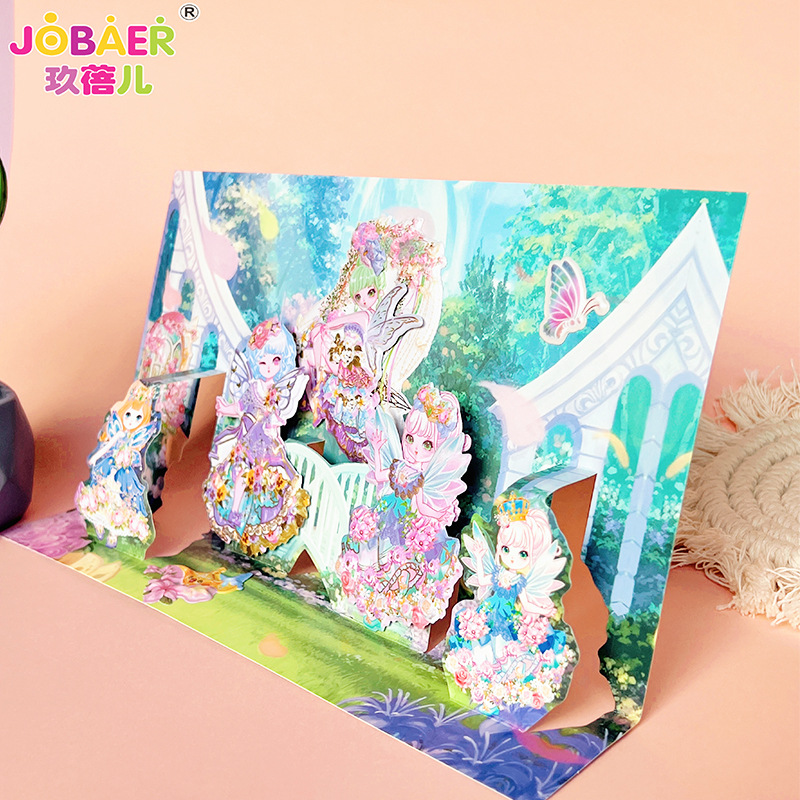 Double Layer Children Frozen Princess Strawberry Bear Flower Fairy Change Stickers Girl Cartoon Can Diy Bubble Stickers Application Scenario