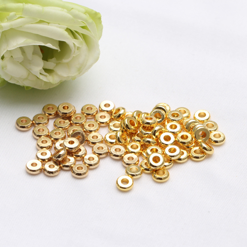 Color Retaining Gold Beads 14K Covered Gold Bead Spacer Piece Loose Beads Diy Jewelry Accessories Bracelet Necklace Smooth Flat Wheel Wholesale