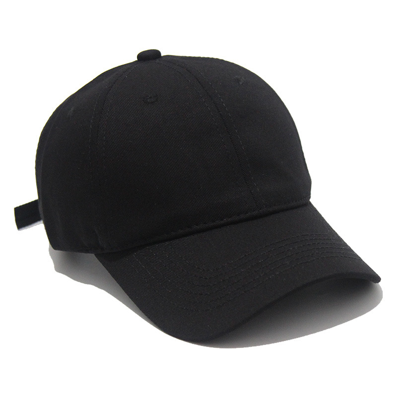 Customized adult embroidered baseball cap with logo printing, soft-top baseball cap, high-quality all-cotton black baseball cap in solid color Item Picture
