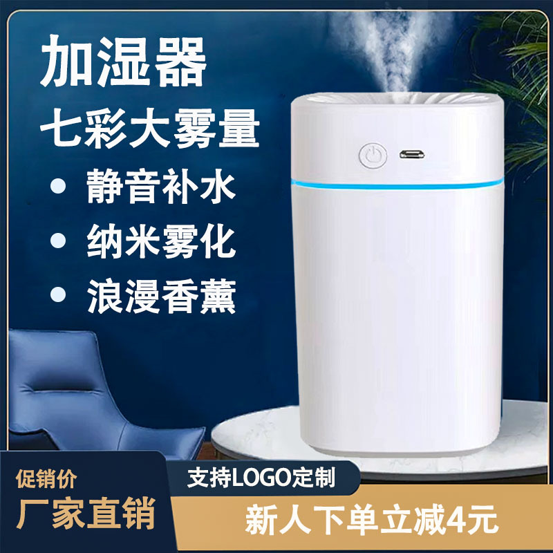 新款加湿器家用卧室大容量雾化器车载七彩氛围灯香薰喷雾礼品logo详情图1