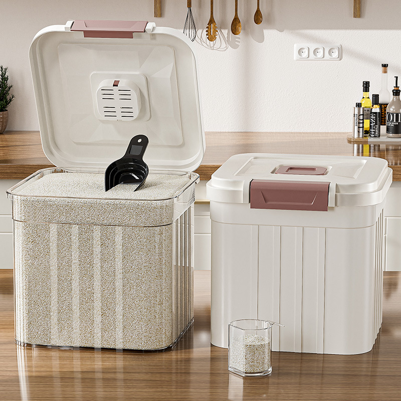 Customized large capacity rice bucket household pest proof moisture-proof grain storage bucket flour storage tank rice storage seal multi-function Specification drawing