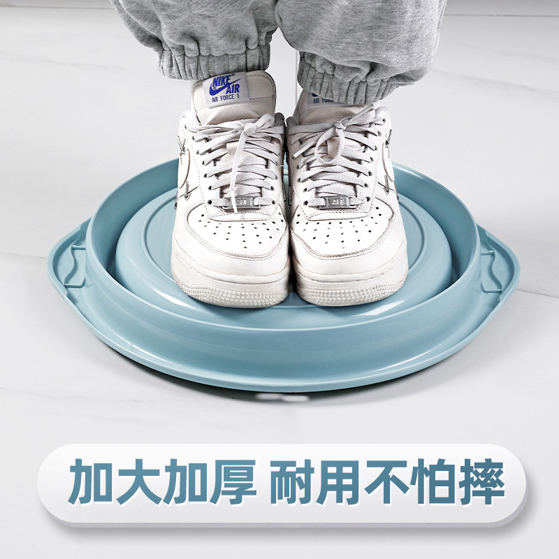 Solid-color double-ear folding washbasin, travel portable thickened plastic basin, household water basin, dormitory laundry basin, basin Item Picture