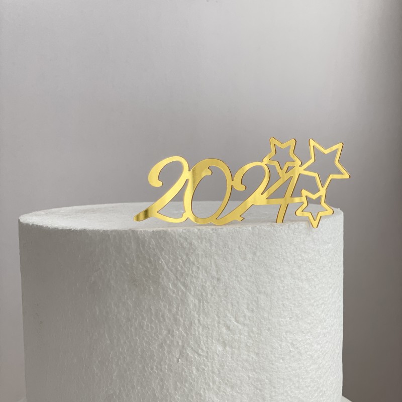 版权ins风2024亚克力蛋糕装饰圣诞节跨年新年派对蛋糕装饰蛋糕插详情图3