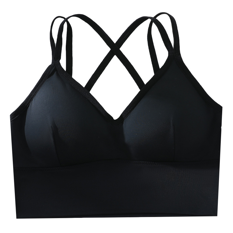 Summer ice silk cross-cut beautiful back, chest wrap, strapless, no steel ring, chest pad, versatile base, sports halter bra Item Picture