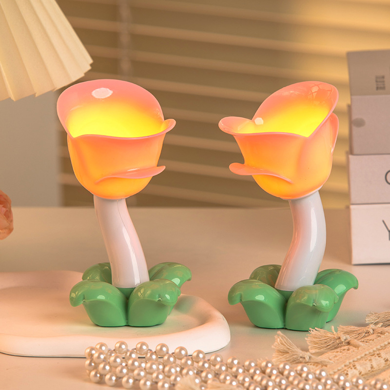 Wholesale of cross-border creative tulip night lights, led bedroom bedside lights, popular small table lamps, ambient lights and decorative lights details Picture