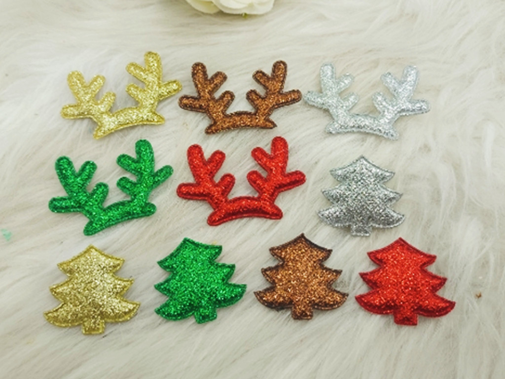 圣诞儿童发夹diy材料可爱卡通金粉鹿角圣诞树圣诞节用品发饰品配