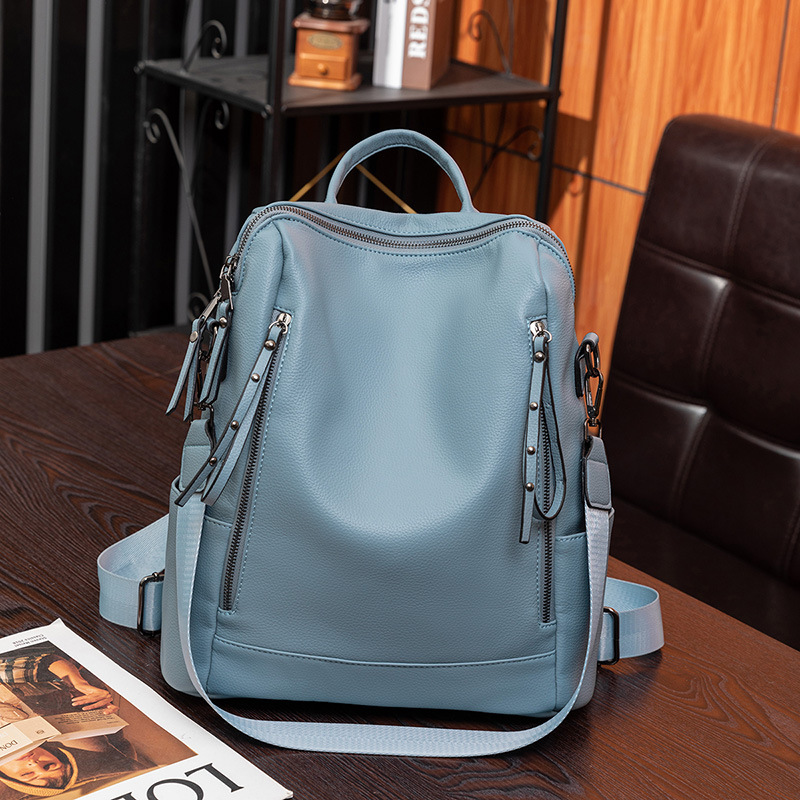 Womens backpack 2023 nuevo estilo coreano retro gran capacidad suave sensación de cuero casual al aire libre mochila de viaje para las mujeres details Picture