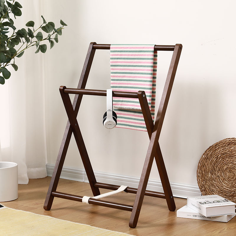 Nordic Solid Wood Floor Clothing Rack Bed Bed Folding Hangers Sleeping Temporary Clothes Storage Rack Wooden Hangers Application Scenario