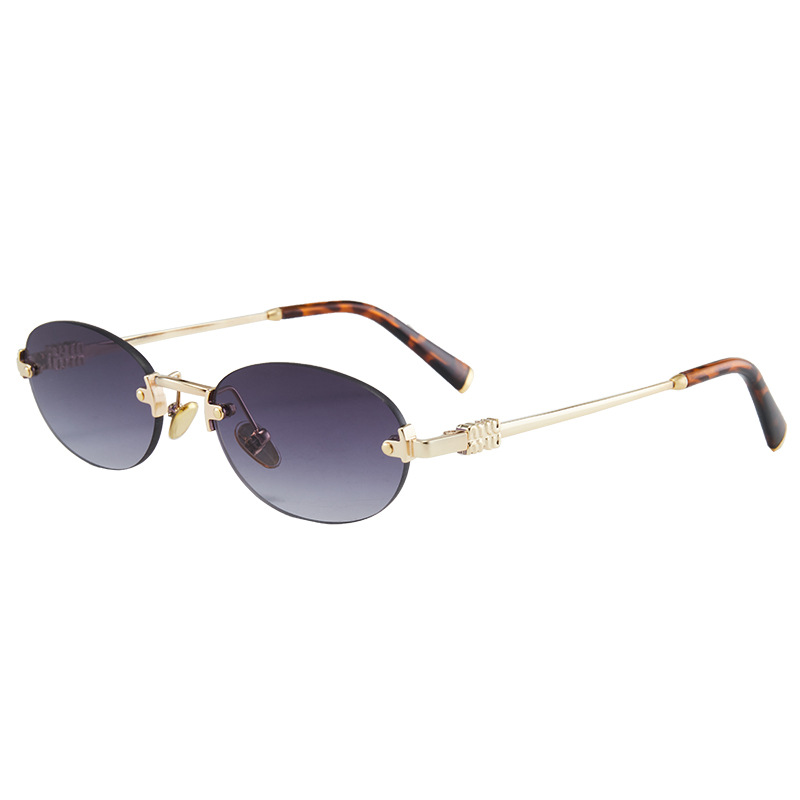 2025 New women's frameless sunglasses, European and American fashion, individual and trendy sunglasses, men's decorative and versatile glasses details Picture