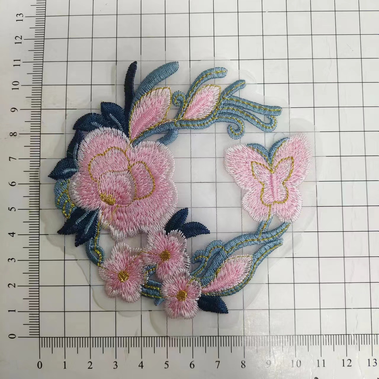 Gallo Wholesale Flat Embroider White Net Happy Character Dragon Phoenix Powder Iris Accessories Semi-Finished Clothing Hat Bag Decoration 6 Application Scenario