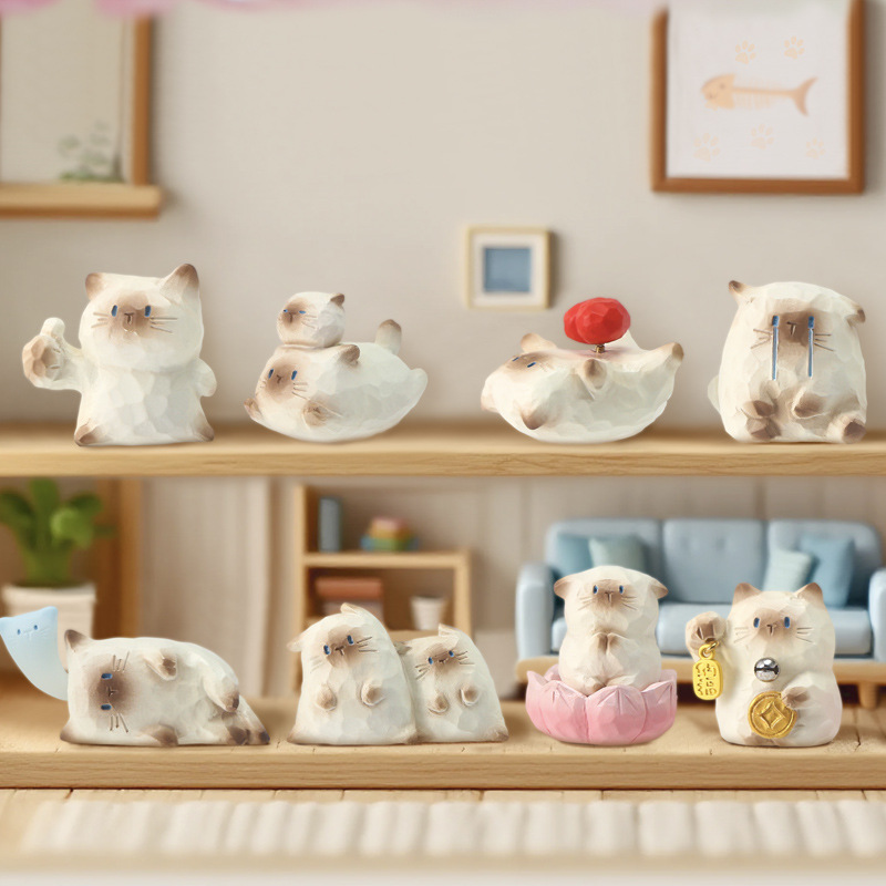Creative cute pet cat PAI emotional blind box decoration, the same style as the popular office workstation desktop cartoon doll