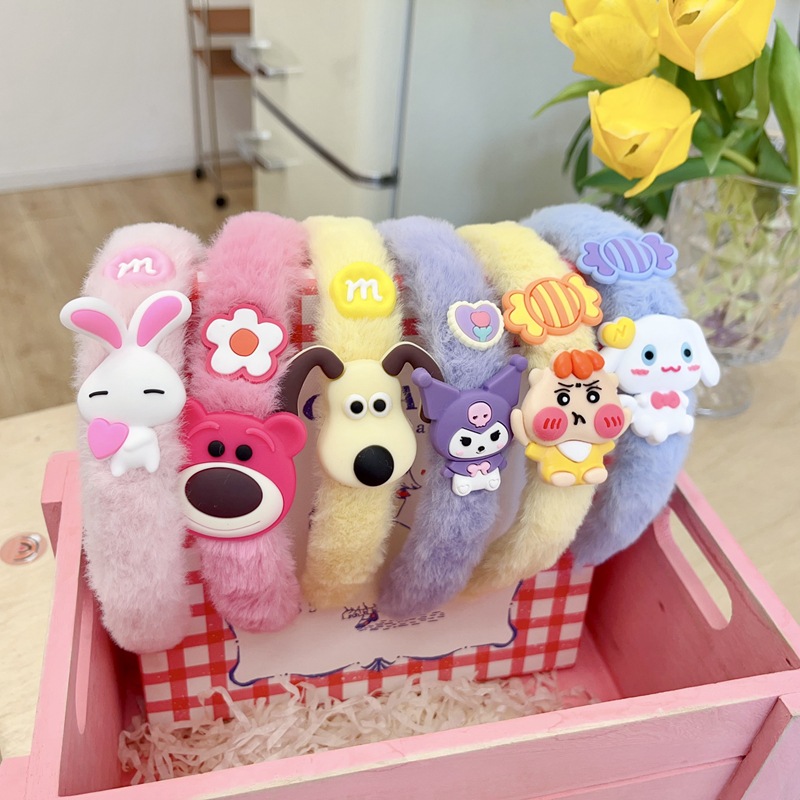 Autumn and winter plush headband, a thoughtful children's cartoon sponge headband, a cute new headwear for girls, a sweet and childlike hair accessory details Picture