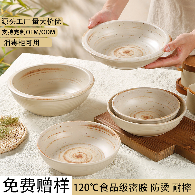 Factory wholesale melamine bowls, Japanese and Korean ramen bowls, commercial hotels and restaurants, shockproof and heat-resistant soup bowls, rice cups, and large porcelain imitation bowls