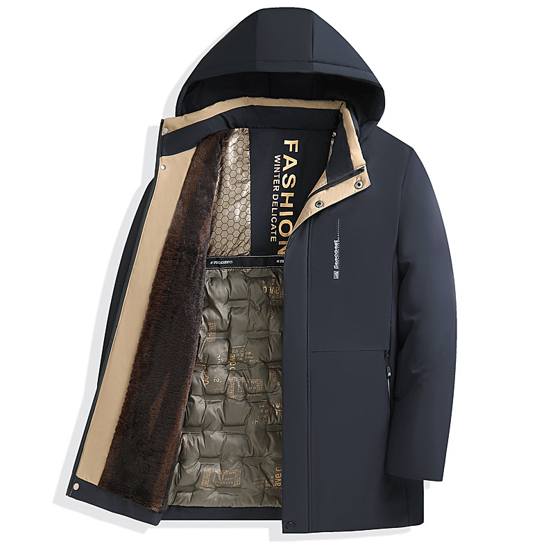 Winter padded and thickened cotton-padded jacket, black and gold down cotton-padded jacket, men's warm coat, middle-aged and elderly cotton-padded jacket Item Picture