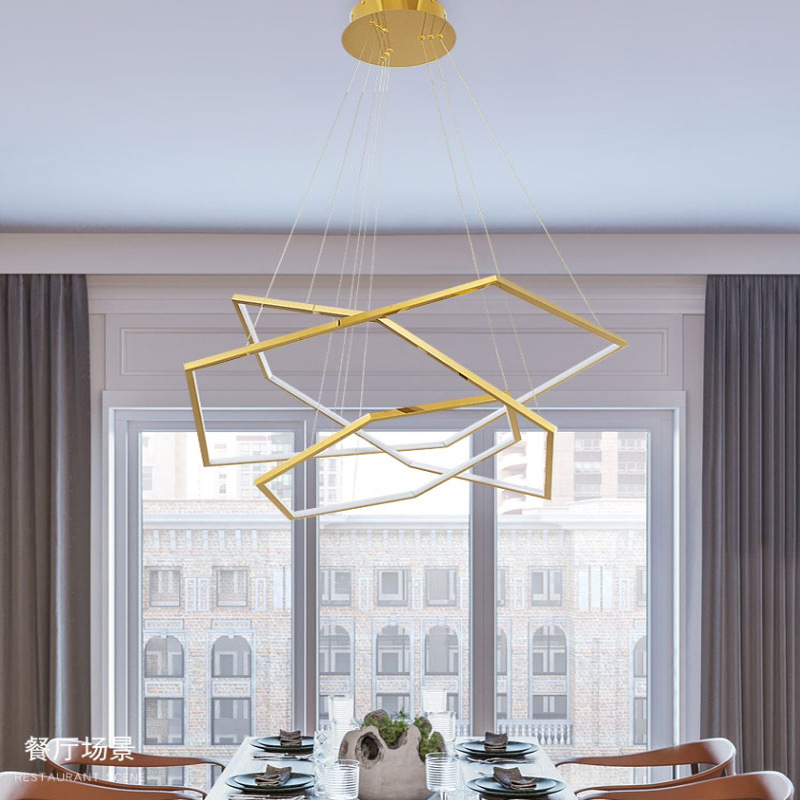 Simple and modern clothing store pendant lamp, hexagonal living room lamp, cross-border new duplex loft apartment pendant lamp Application Scenario