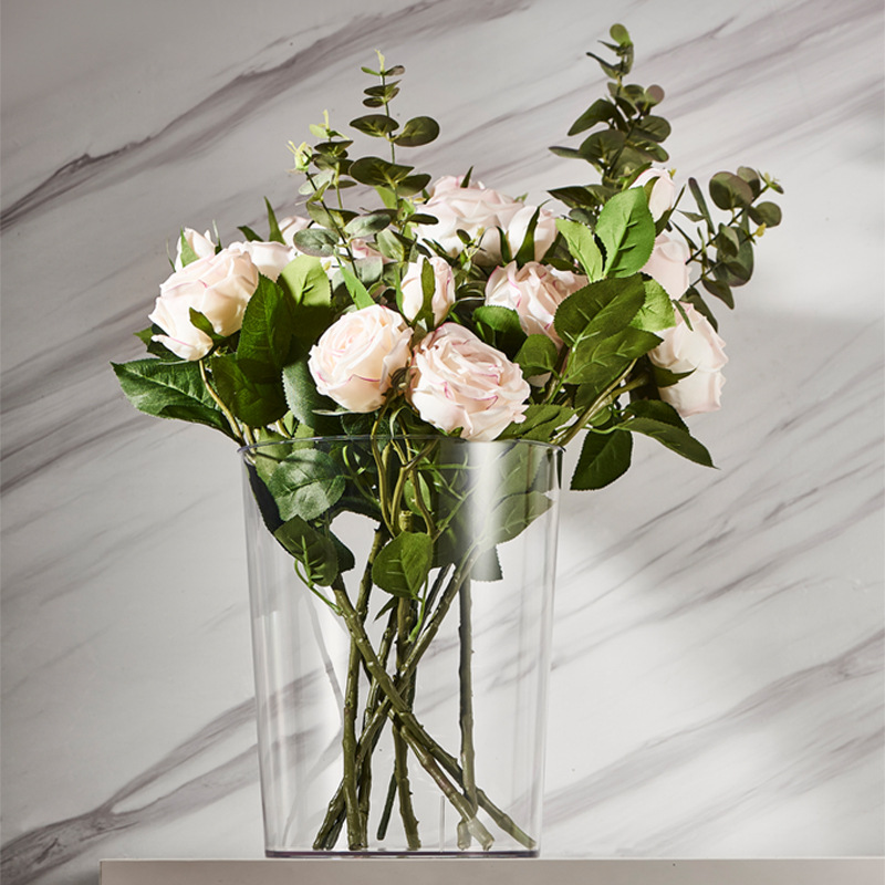 Transparent trash can, large-capacity Nordic storage bucket, lidless creative, simple household waste paper basket for living room, kitchen and bedroom Item Picture