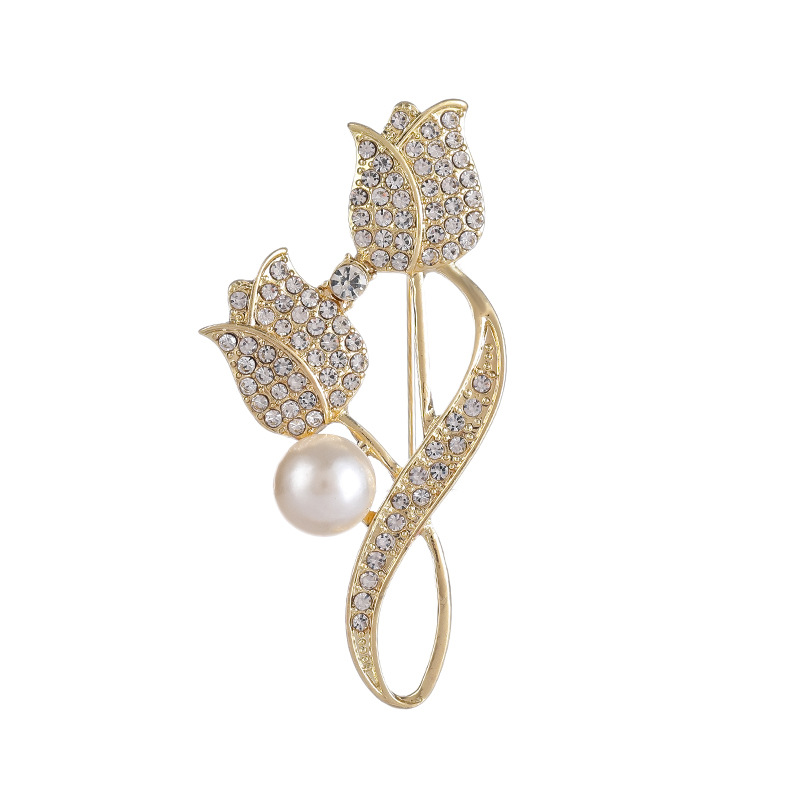 Nuevos broches de tulipán corpete de perlas de alta calidad alfileres de temperamento ropa accesorios premium sense nicho minimalista Item Picture