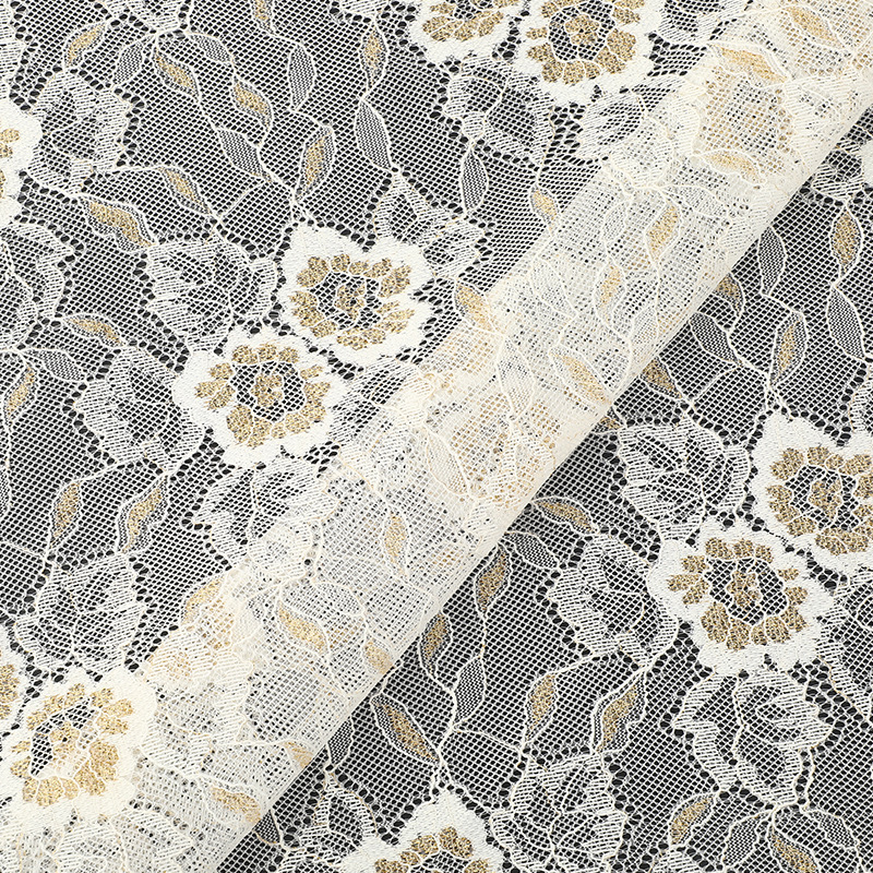Gold thread lace fabric, multi-color non-elastic lace fabric, full polyester lace fabric, stage dress and skirt accessories