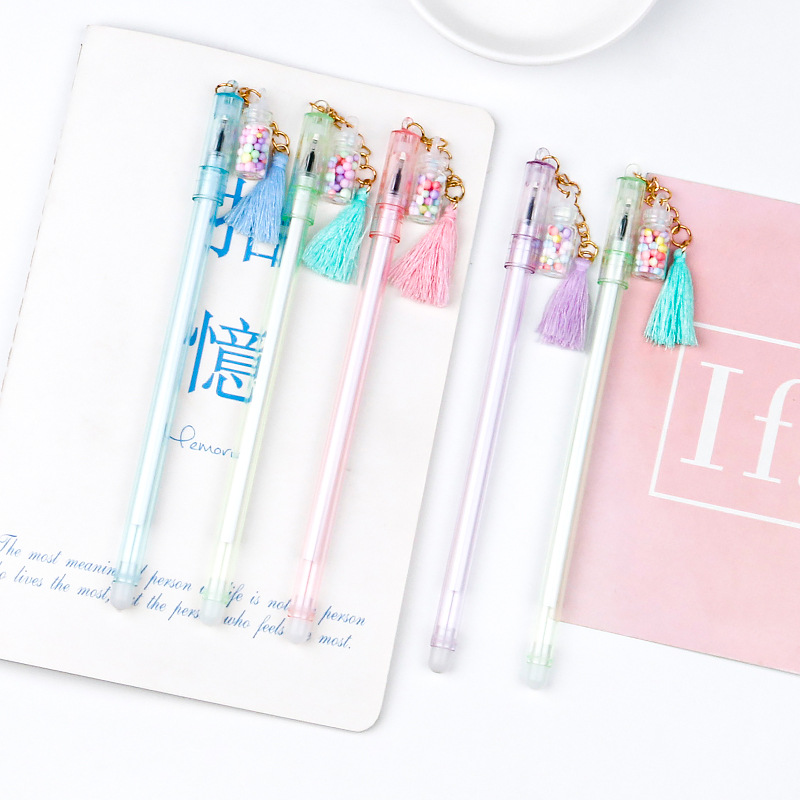 Drift bottle tassel pendant, gel pen, small bottle pendant, water pen, 0.5mm black needle tube type student signature pen Application Scenario