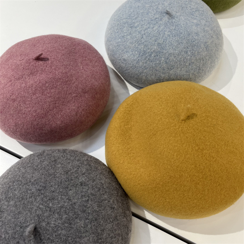 Japanese-style hats, wool berets, women's autumn and winter British retro, Korean painter hats, versatile bud hats, pumpkin hat trends details Picture
