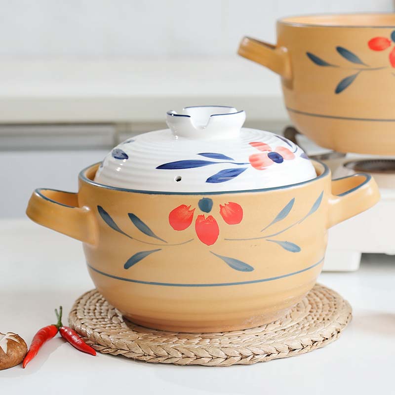 Retro clay pot stew pot for making soup, household open flame high-temperature resistant gas stove, special ceramic Japanese-style clay pot and tile pot details Picture