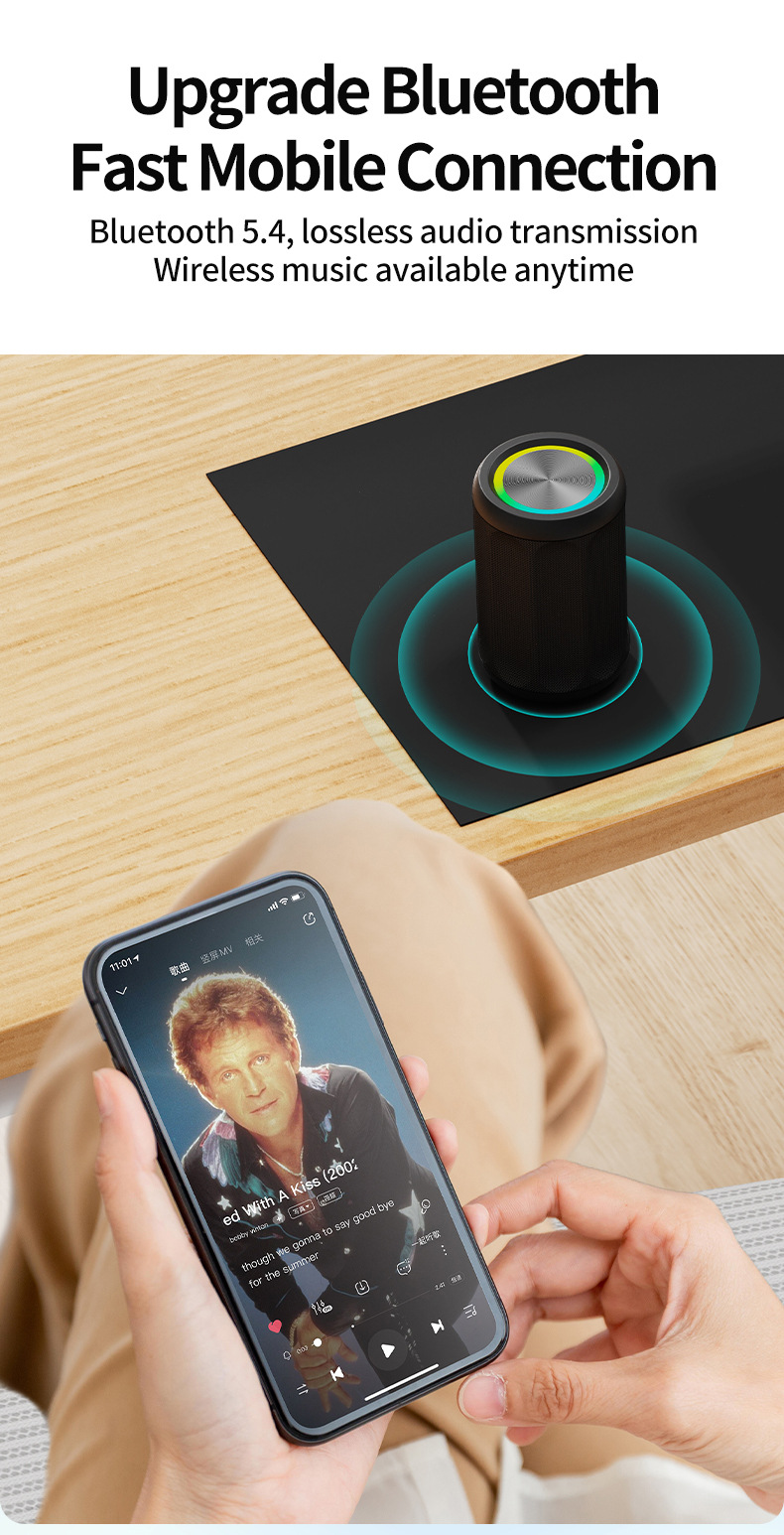 2025跨境新款迷你布艺蓝牙音箱无线TWS互联立体声便携式炫彩音响详情4