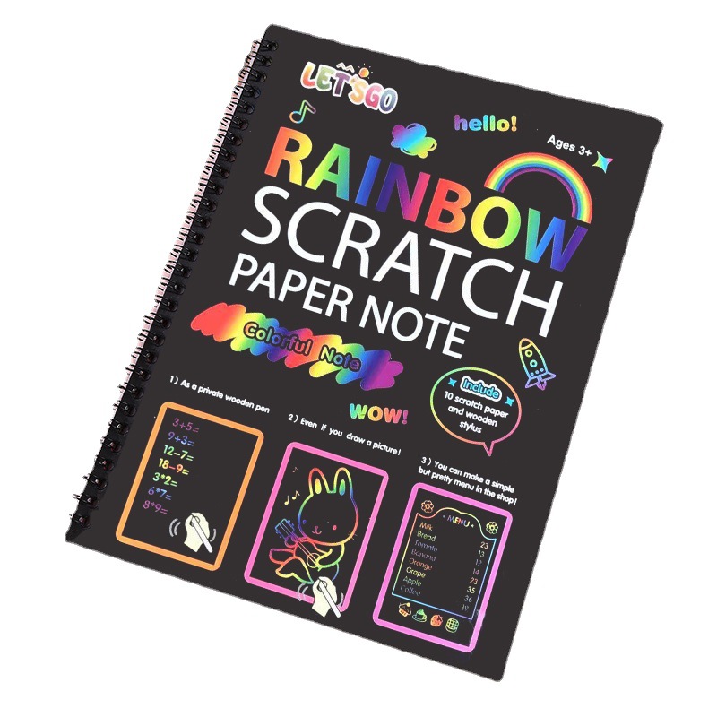 European and American cross-border children's colorful diy scratch-off book, art scratch-off, white card paper fun and creative graffiti scratch-off Item Picture