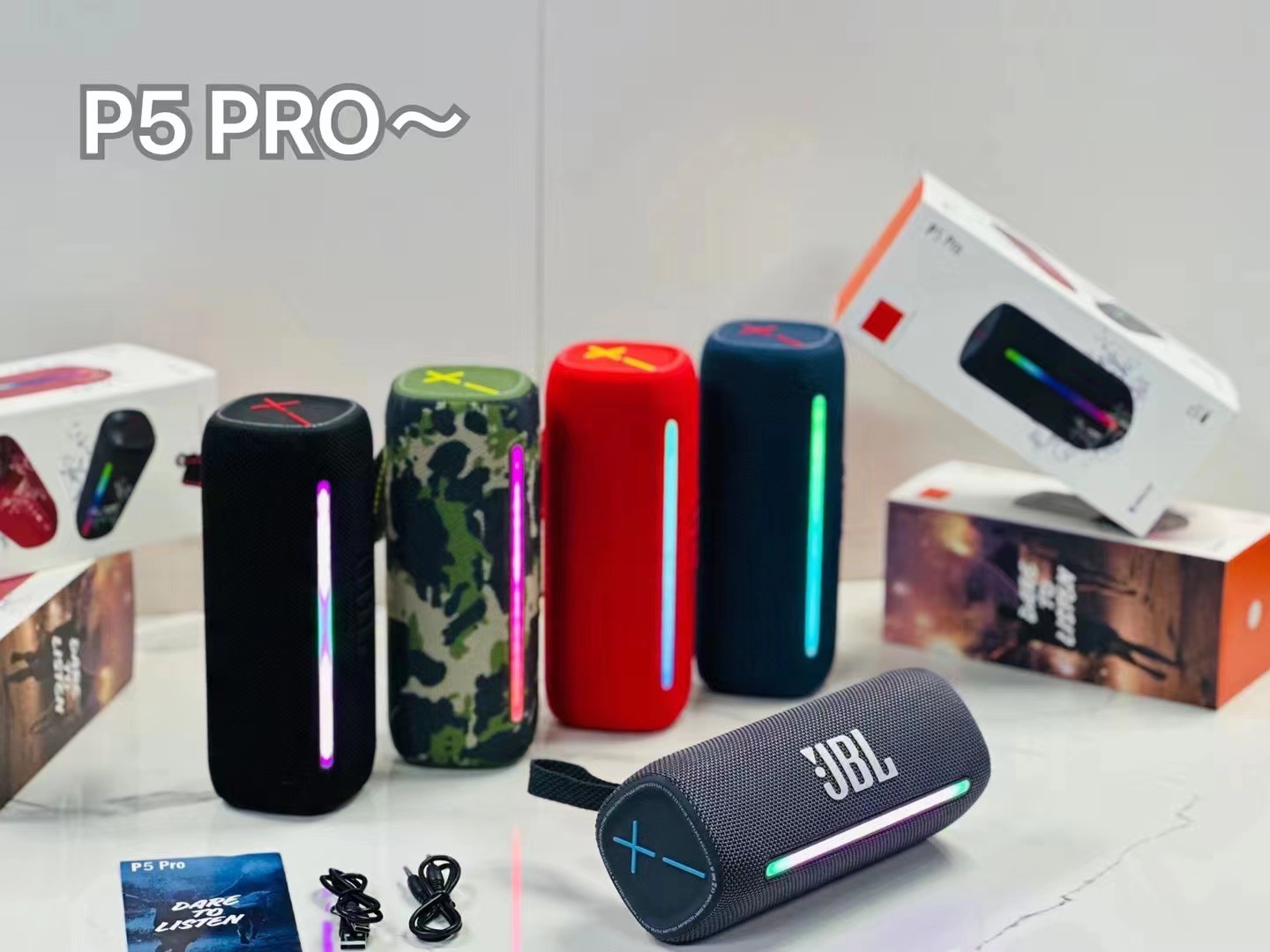 Comercio exterior nuevo aplicable P5 pro inalámbrico bluetooth sonido deslumbrante efecto de luz portátil sonido único altavoz subwoofer Specification image