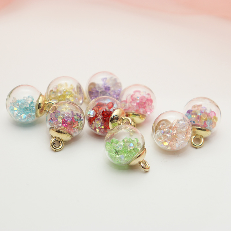 Dreamy colored brick and stone mixed style glass ball pendant accessories, necklace headband, bracelet, keychain DIY jewelry accessories details Picture