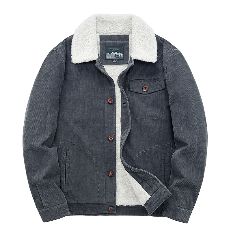 Lamb Coat For Men Autumn-Winter Padded Padded Coat Casual Workwear Padded Jacket Retro Corduroy Jacket For Men