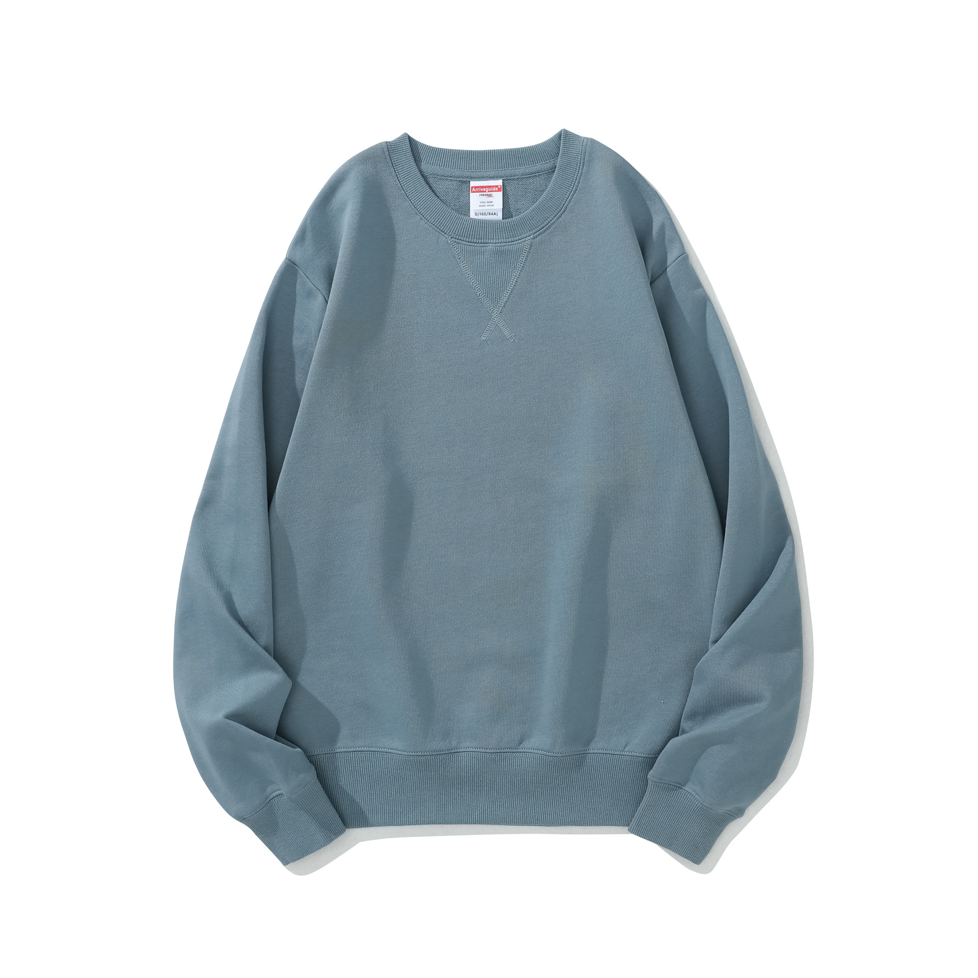 380g all-cotton sweatshirt with a grand round neck, inverted triangle large loop, solid color off-the-shoulder sweatshirt and trendy brand print Specification image