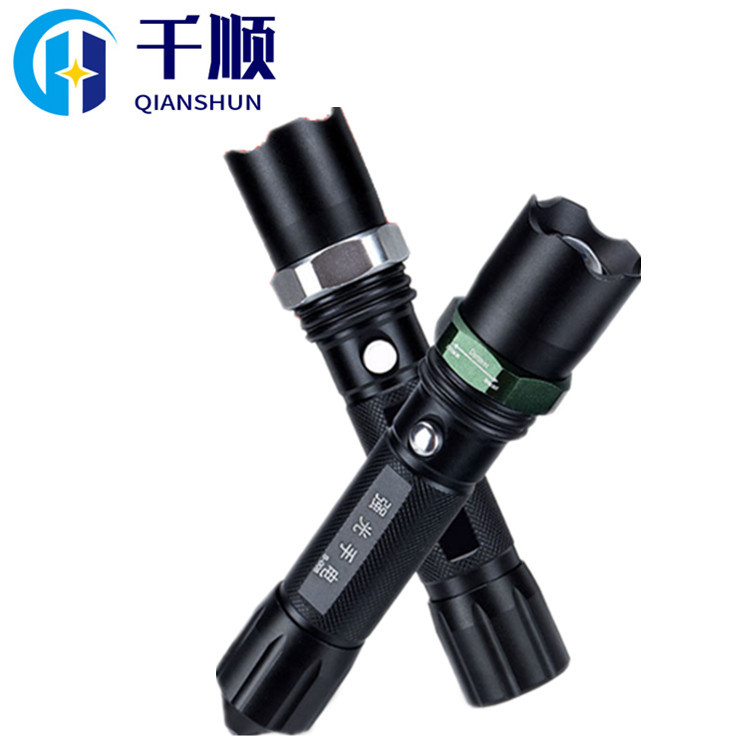 Cross-border led cycling dimming outdoor lighting charging set, aluminum alloy manufacturer wholesale zoom high-intensity flashlight details Picture