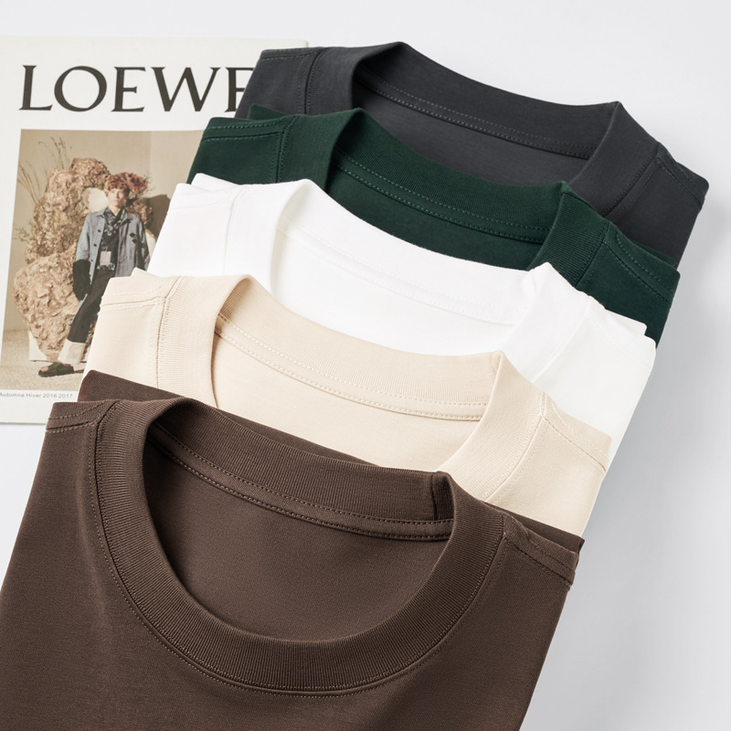 American retro 300g heavy-duty round-neck long-sleeved T-shirt for men, pure cotton loose, high-end men's inner layer for autumn and winter