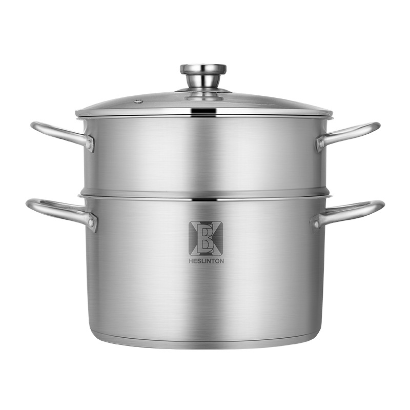 304 stainless steel soup pot, household steamer, thickened double-base soup steamer, steamed buns, cooked noodles, soup pot, supermarket gift pot Item Picture