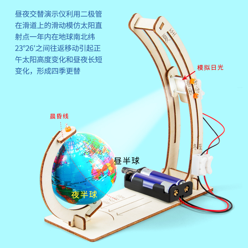 Science Experiment Diy Earth Day And Night Alternation Demonstration Model Children's Hand-Made Science And Technology Small Teaching Aid Material Kit Application Scenario