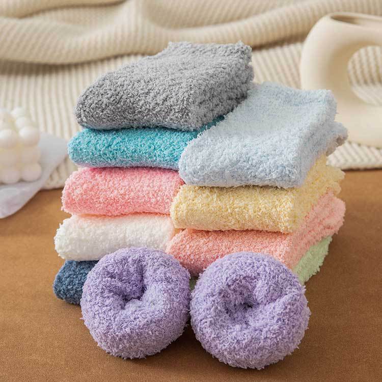 秋冬女士珊瑚/纯色防滑点胶细节图