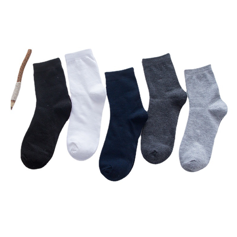Spring and summer men's breathable business men's socks, mid-calf socks, men's solid color casual cotton socks manufacturer wholesale Item Picture