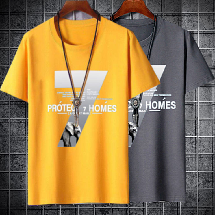 New round-neck Korean-style trendy, slimming and artistic men's short-sleeved T-shirt for summer wear and youth Application Scenario