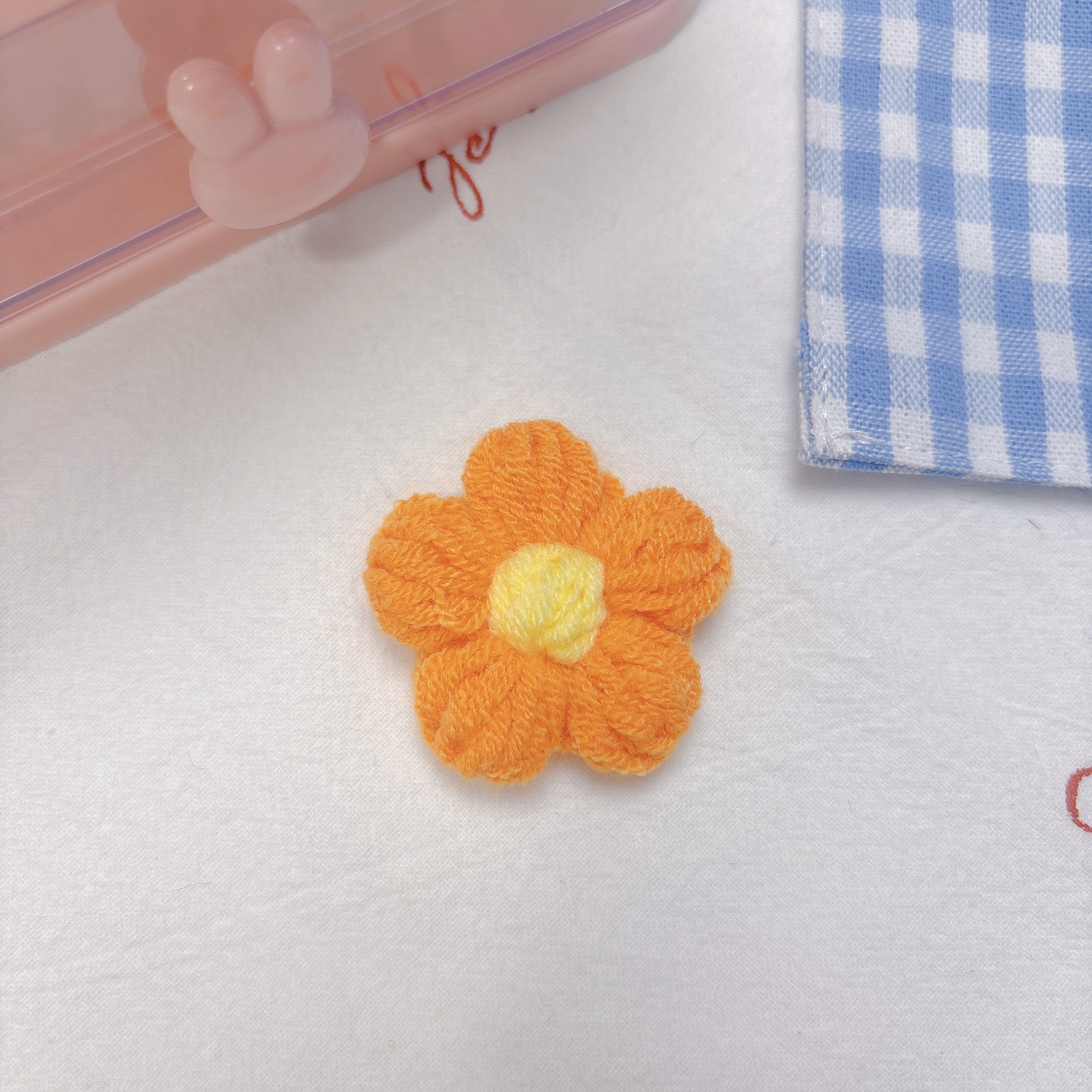 彩色针织泡芙小花配件毛线编织花朵diy儿童服装鞋袜帽子发夹配饰详情15