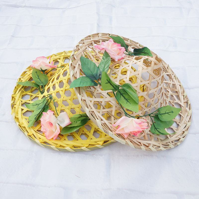 Dance, bamboo hat, children's dance performance, bamboo woven straw hat, children's stage performance props, Dai ethnic dance, flower bamboo hat details Picture