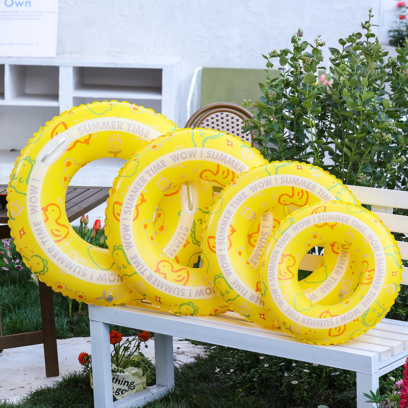 Spot Printed Yellow Duck Swimming Ring Children's Environmental Cartoon Swimming Ring Adult Children Underarm Ring Wholesale