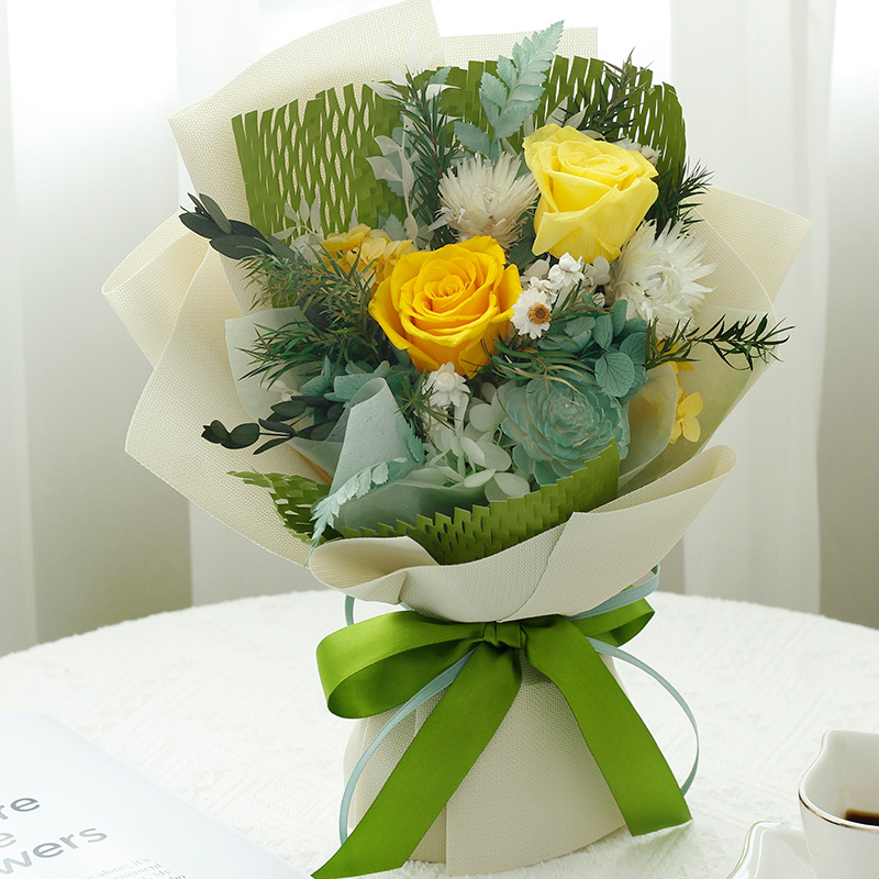 Mother's Day Gift Dried Flower Bouquet Girl Gift Wholesale Wedding Rose Eternal Flower Bouquet Finished Premium Sense Specification drawing