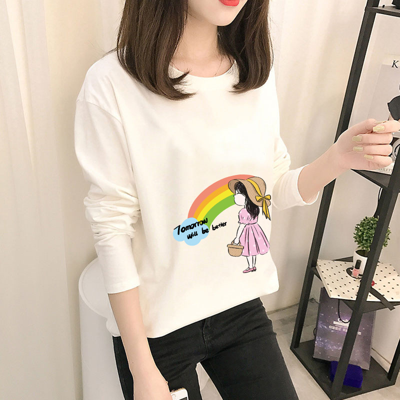 2022 Spring and Autumn New Korean style best-selling women's long-sleeved T-shirts, women's base layer shirts, student tops, women's round-neck T-shirts Specification image